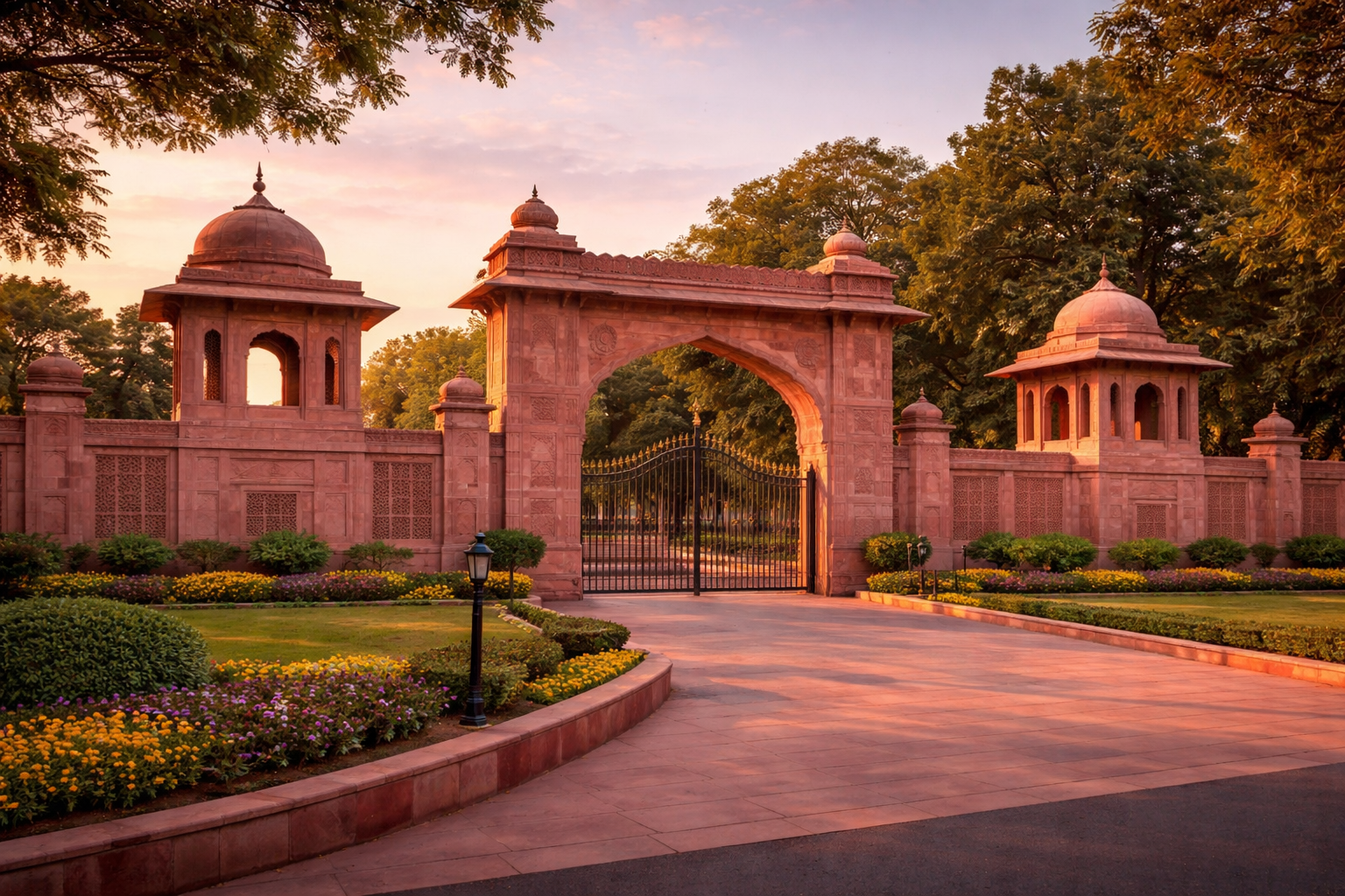 Dholpur Red Sandstone Institutional Boundary Wall