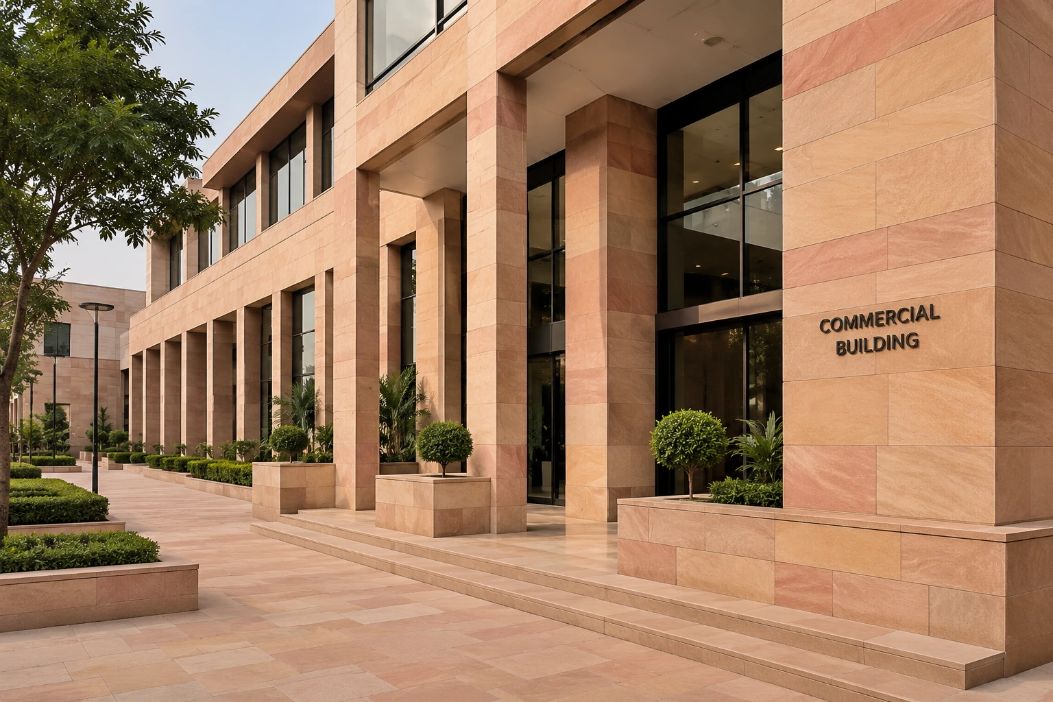 Commercial building constructed with Rajasthan sandstone