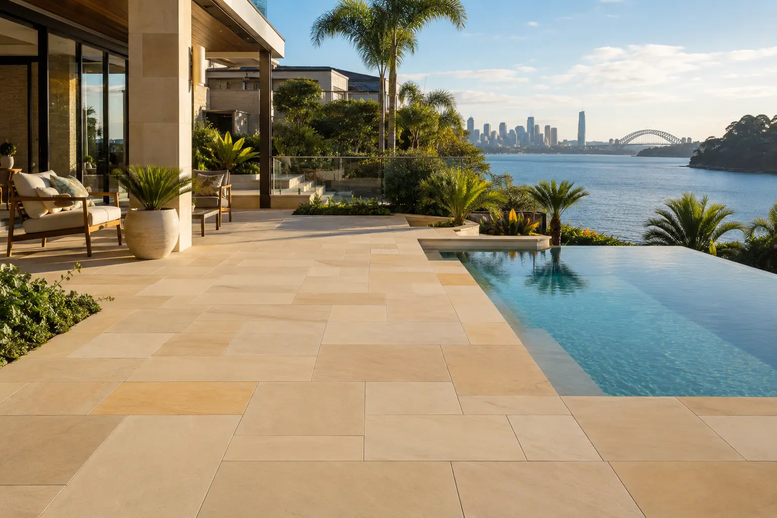 Dholpur Beige Sandstone for luxury residential construction and outdoor living spaces in Australia