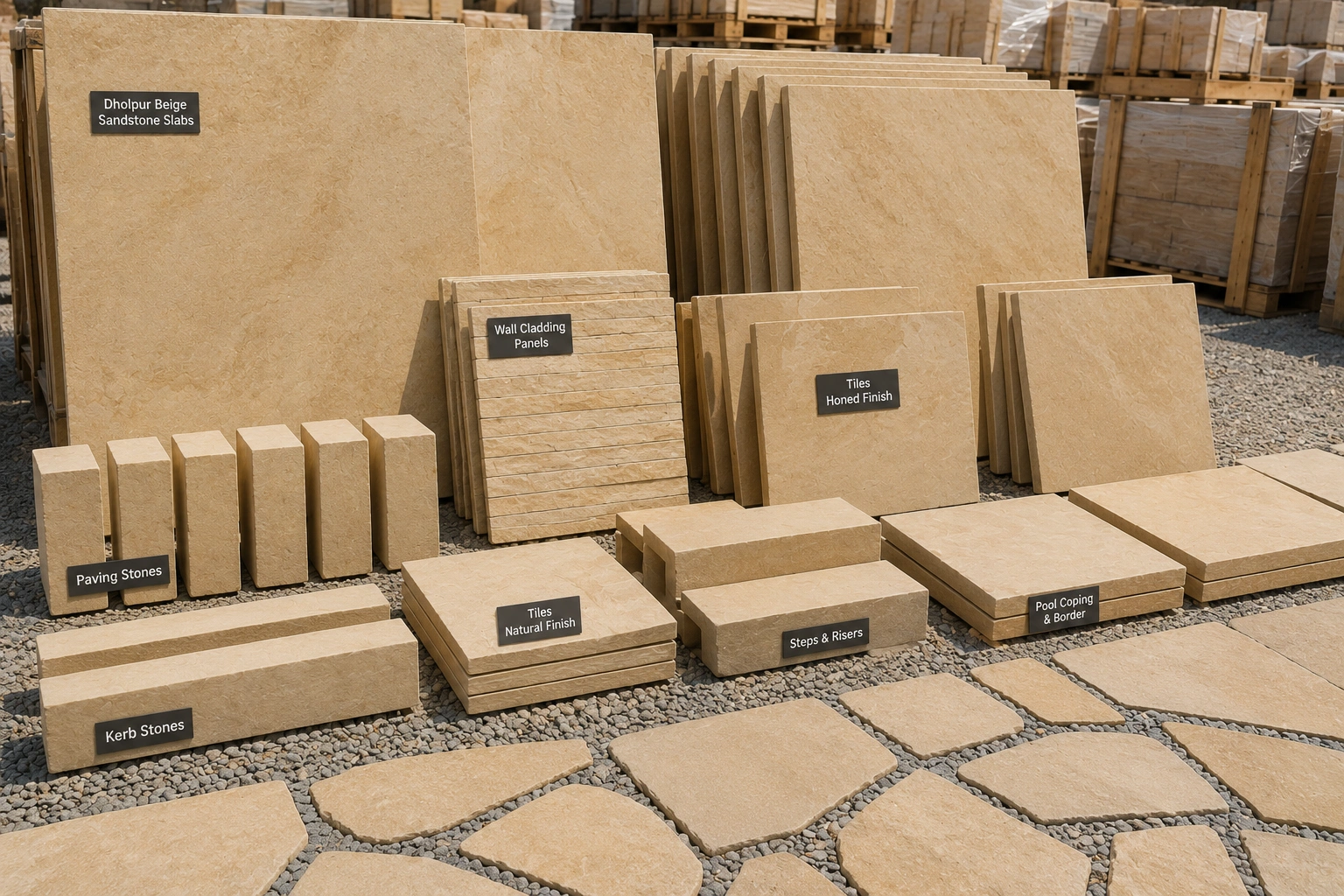 Dholpur Beige Sandstone products supplied by ANAY Premium Stone