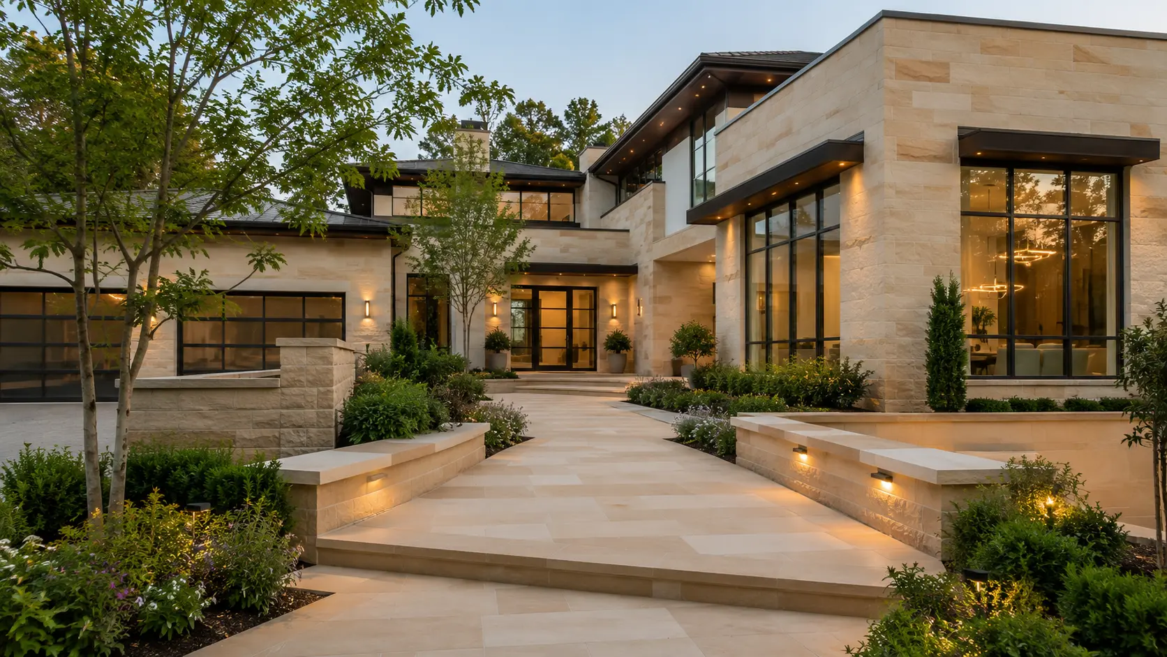 Dholpur Beige Sandstone for Luxury Residential Construction and Landscape Design in USA