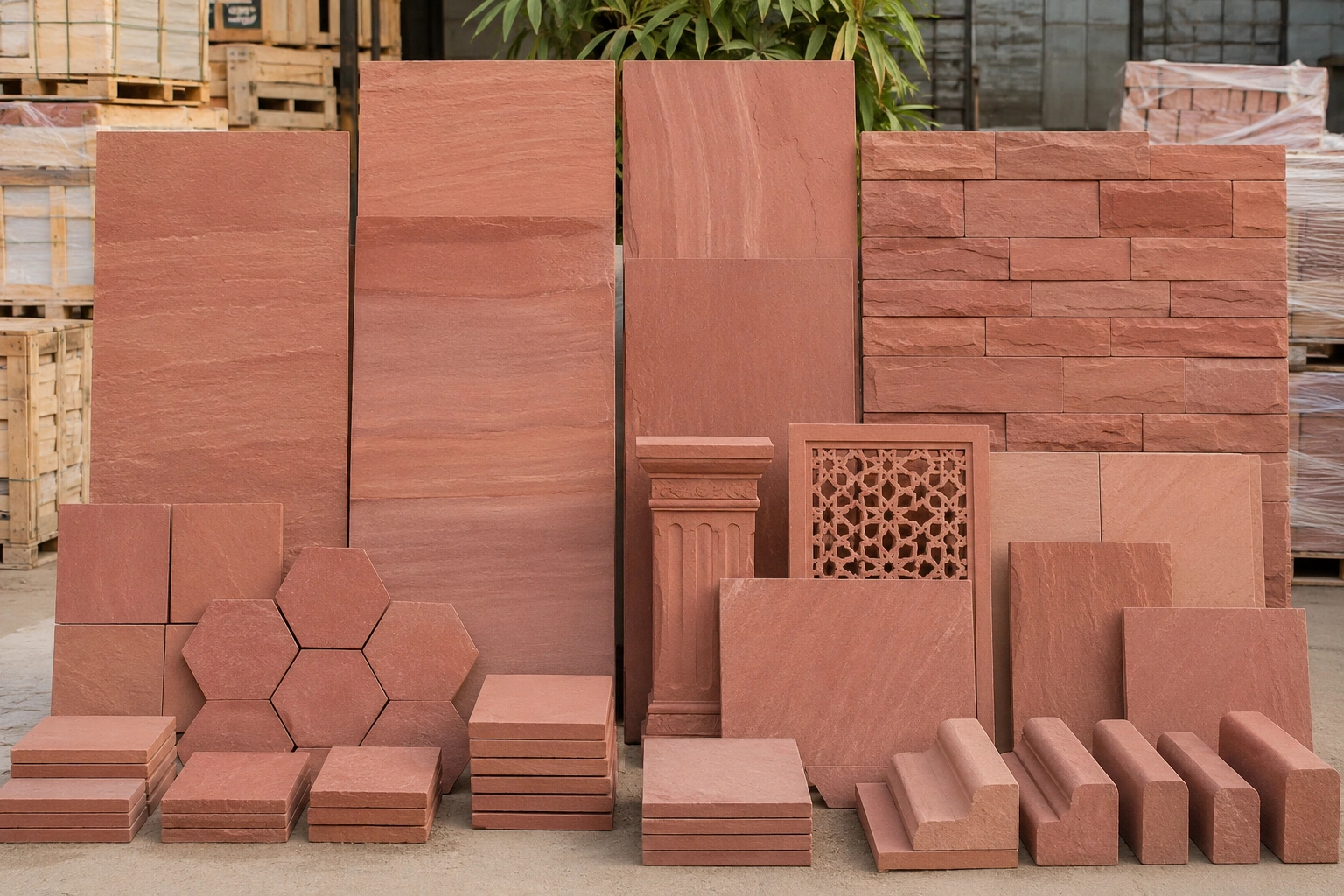 Dholpur Red Sandstone products supplied by ANAY Premium Stone