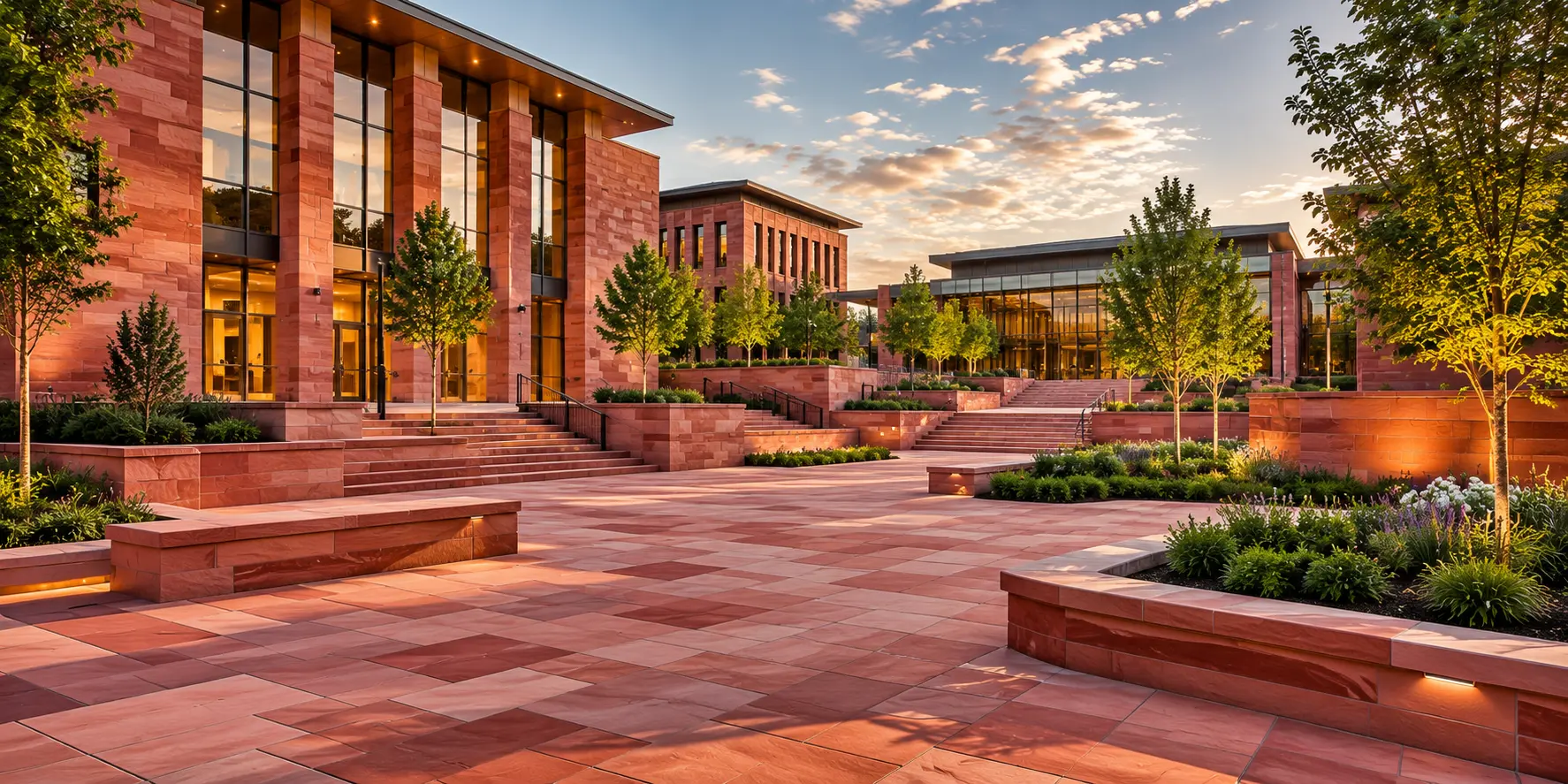Dholpur Red Sandstone for Commercial Architecture and Public Space Projects in USA