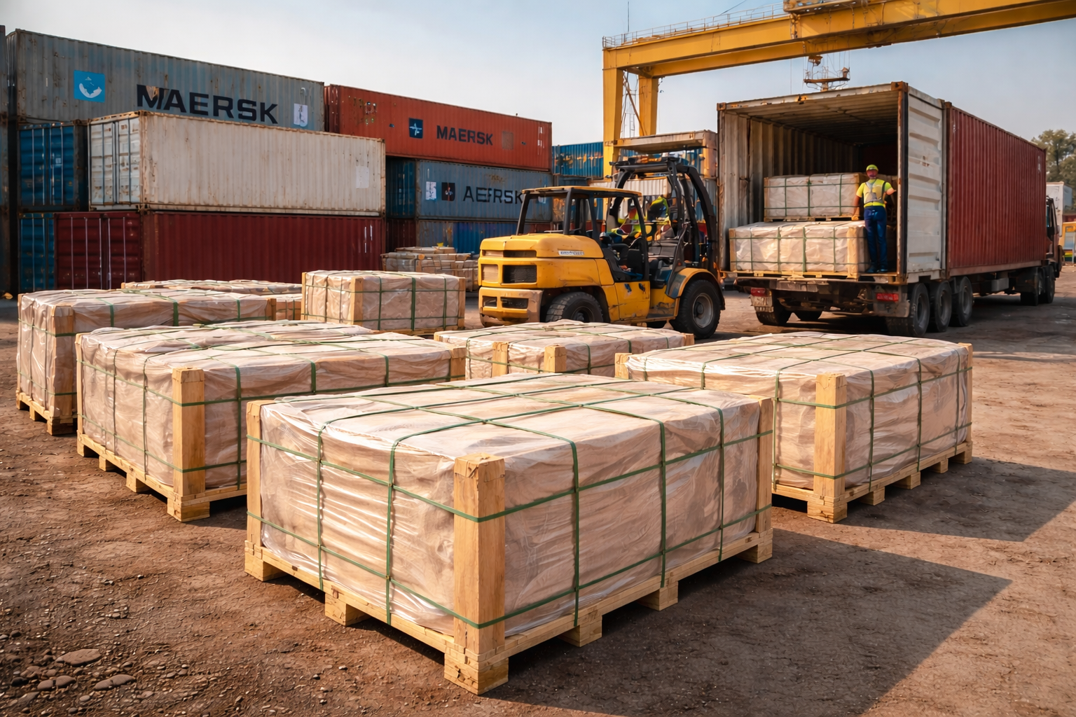 Sandstone export container loading from India