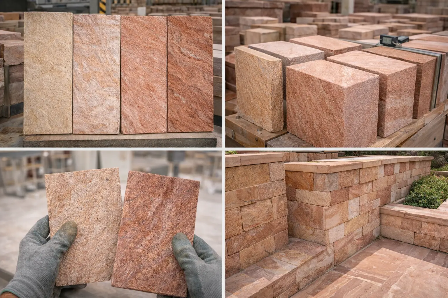 Natural variation in sandstone slabs and color tones